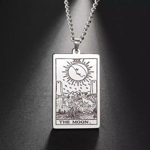 The Moon Stainless Steel Tarot Card Necklace